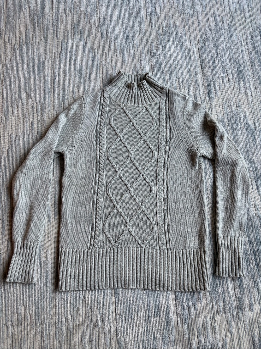 J. Crew Light Gray Cable Knit Turtleneck Sweater